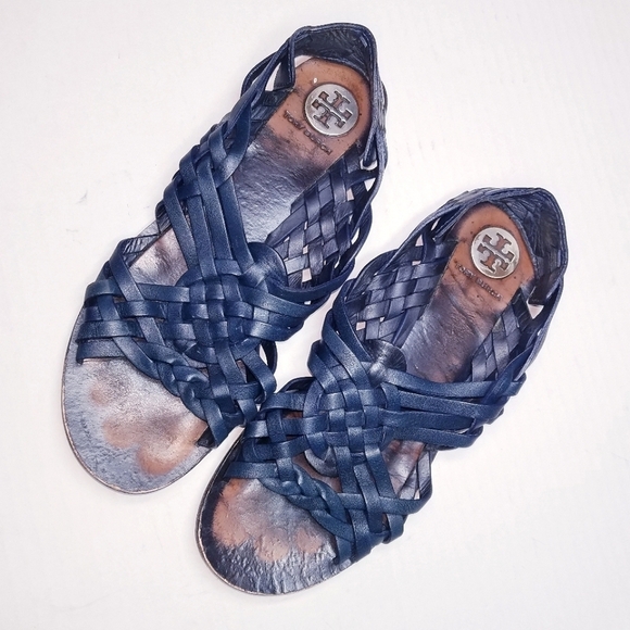 🌸 Tory Burch | Blue Leather‎ Sandals 9 - Picture 1 of 9